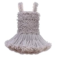 ZIYOYOR Baby Girls Party Tutu Dresses Kids Princess Pageant Dress Fluffy Pleated Dress (Grey, L/5-6T)