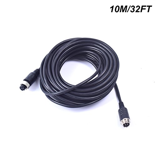 32FT 10M EKYLIN Car Video 4-Pin Aviation Extension Cable for CCTV Rearview Camera Truck Trailer Camper Bus Motorhome Vehicle Backup Monitor System Waterproof Shockproof