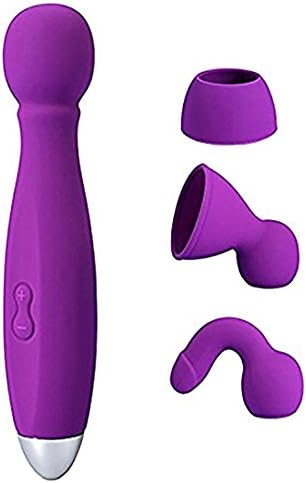 USB RechargeablePersonal Wand Massager SEXYBELLA, 9 Speed & 360 degree Vibration Waterproof Massager with 3 Sleeve (Purple-3Head)