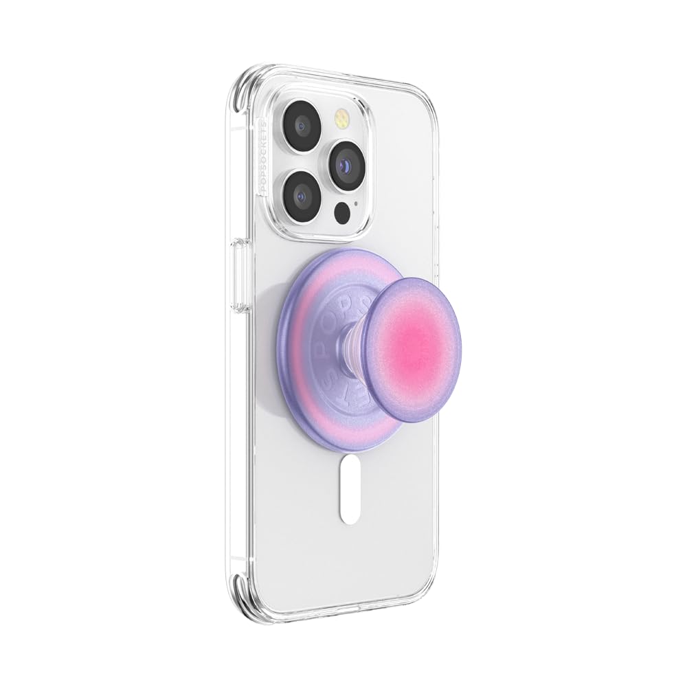 PopSockets Phone Grip for MagSafe with Kickstand, Magnetic Stand, Swappable Top, Secure Hold for iPhone MagSafe Cases, Phone & Tablet Grip, Cute PopSockets - Aura