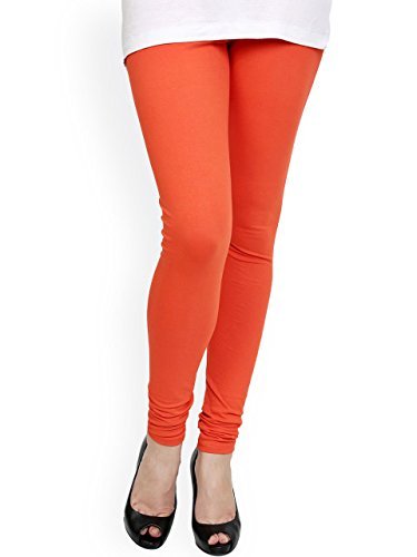 Women's Cotton Stretchable Churidar Leggings Free Size(NVU-13_Orange)