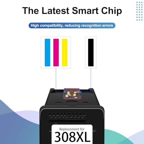 308XL Multipack Cartridges for HP 308 Replacement for HP 308 Cartridges Black and Colour for HP Envy 6120e 6122e 6130e 6132e 6520e 6530e 6532e 6110e (1 Black & 1 Colour)