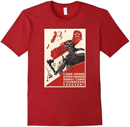 Men's Soviet Union USSR T-Shirt Russia Propaganda Poster 2XL Cranberry