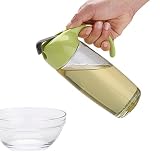 OuYaTong Olive Oil Dispenser Glass Bottle,17oz Leakproof Cooking Oil Storage Container With Automatic ON/OFF Cap,Non-Drip Pour Spout,Non-Slip Handle,Perfects for Kitchen and BBQ(Green)