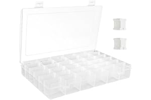 ccHuDE 36 Grids Embroidery Floss Box Plastic Embroidery Threads Storage Box Cross Stitch Threads Organizer Case Jewelry Craft Container with 100 Pcs Floss Bobbins