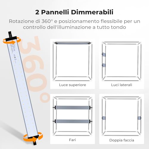K&F CONCEPT Folding Photo Light Box 60 x 60 cm with 6 PVC Backgrounds | Studio Tent Mini Light Box Dimmable 5600K, Lighting Kit, Ideal for Photography Products and Jewellery, ZYRY06