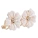Grace Jun Silver Plated or Gold Plated Opal Flower Shape Clip on Earrings Non Piercing for Women (Gold)