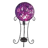 Collections Etc Mosaic Solar Gazing Ball with Pedestal Stand Garden Decoration