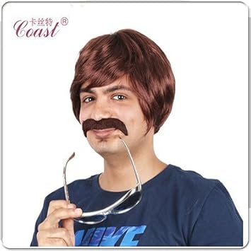 Sellify 5 120g Boy Short Burgundy Guy Wig Funny Hair Adult Male