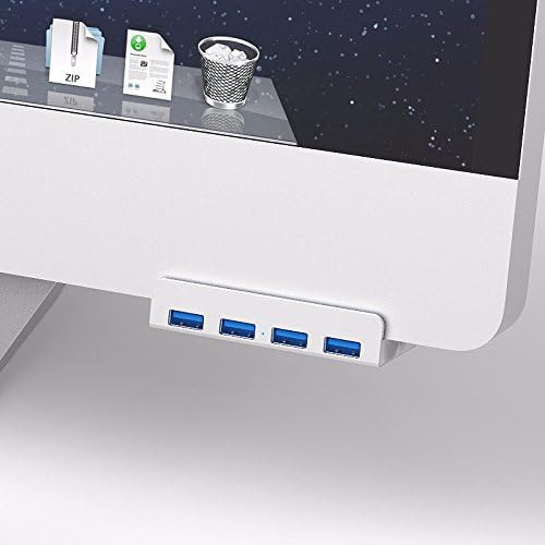 Flujo USB 3.0 Mount HUB, Premium 4-Port USB 3.0 Hub with 1-Foot USB 3.0 Cable Exclusively Designed for iMac