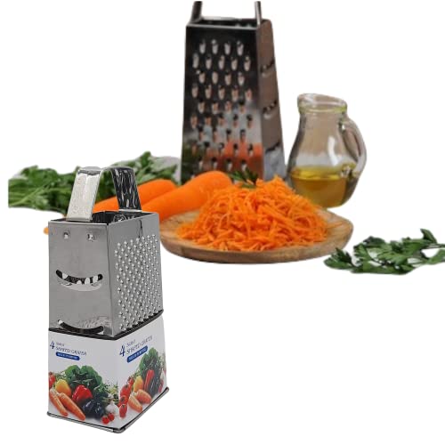 Shaped Grater MultiPurpose, 4 Sided, Professional Box Grater, Stainless Steel with 4 Sides