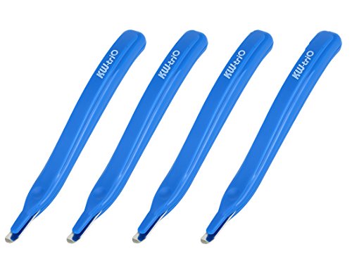 Shuxy 4 Pack Magnetic Staple Remover Push Style Remover Easy Staple Removal Tool For School Office Home - Blue - Thumbnail 4
