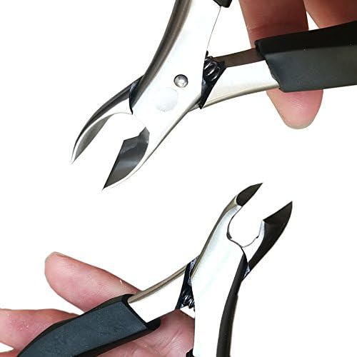 Soft Grip Ingrown Toenail Clippers for Thick Nail or Nail Fungus Treatment, Stainless Steel Cuticle Nail Nippers with Thick Non-Slip Handle(Black)