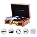 JOPOSTAR Record Player Turntable 3-Speed Belt-Drive Vinyl Record Player with Stereo Speakers Headphone Jack Aux Input RCA Line Out, Vintage Style Turntable (Brown)thumb 3