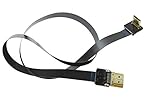 FPV Flat Slim HDMI Cable Mini HDMI 90 Degree Angle to Standard HDMI Full Size HDMI Normal HDMI for Canon 5D3 5D2 Panasonic lumix GH3 GH2 Sony nex 5N 5T 5R 7N 90degree DJI Black 50CM
