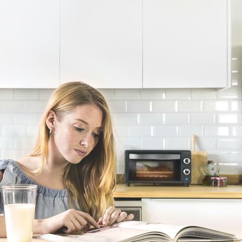 Horno de sobremesa Bake&Toast 1090 Black, 10 L, 1000 W, Temporizador 60min, Temperatura regulable hasta 230ºC, bandeja para hornear, parrilla y una asa con pinzas