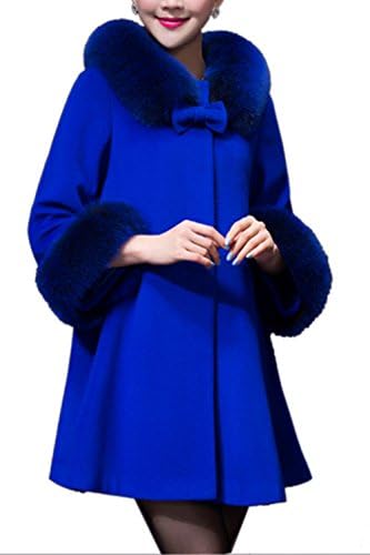 Youtobin Women's New Cape Wool Coat Long Cashmere Large Size Jacket 4XL Blue