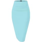 Hybrid &amp; Company Women's Premium Nylon Ponte Stretch High Waist Pencil Suit Skirt Below Knee
