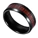 8mm Flat Beveled Tungsten Ring Wood Inlay Wedding Bands Black Plated Couple Rings Mens Womens Tungsten Bands