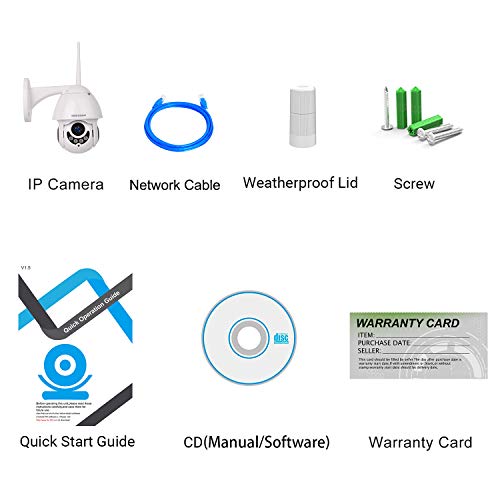 PTZ WiFi IP Camera 1080P HD H.265/H.264 Wireless Waterproof CCTV Security Dome Camera with 4mm F1.2 CS Lens 355° Pan/ 90° Tilt, IR-Cut Night Vision, Motion Detection, Two Way Audio,Micro SD Card