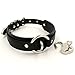 Handmade Heart Lock O Ring Thick Faux Leather Choker Collar Necklace (Black with silver alloy)