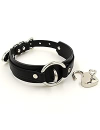 Handmade Heart Lock O Ring Thick Faux Leather Choker Collar Necklace