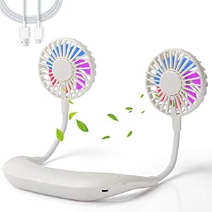 Hands-Free-Neck-Fan-Portable-Neckband-Fan-2000mA-Battery-Capacity-Upgraded-USB-Rechargeable-Mini-Dual-Neck-Fan-with-LED-Light-3-Speeds-Modes-360-Rotating-for-Sports-Traveling-Office-White Hands-Free Neck Fan, Portable Neckband Fan, 2000mA Battery Capacity, Upgraded USB Rechargeable Mini Dual Neck Fan with…