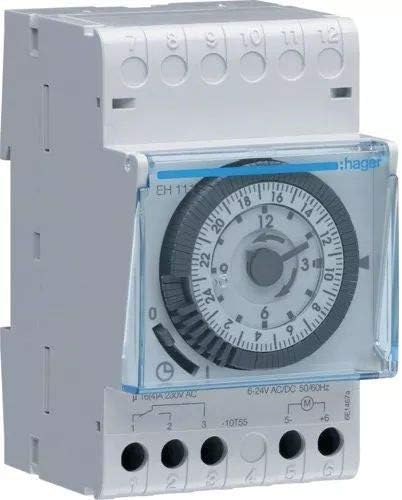 Hager Systems EH111 Daily Dial Hour Switch 16 A, with 200 H Reserve, Blanc