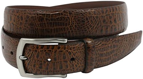 Torino Leather Embossed Alligator Calfskin Belt, Cognac - Size 40 (54917-40)