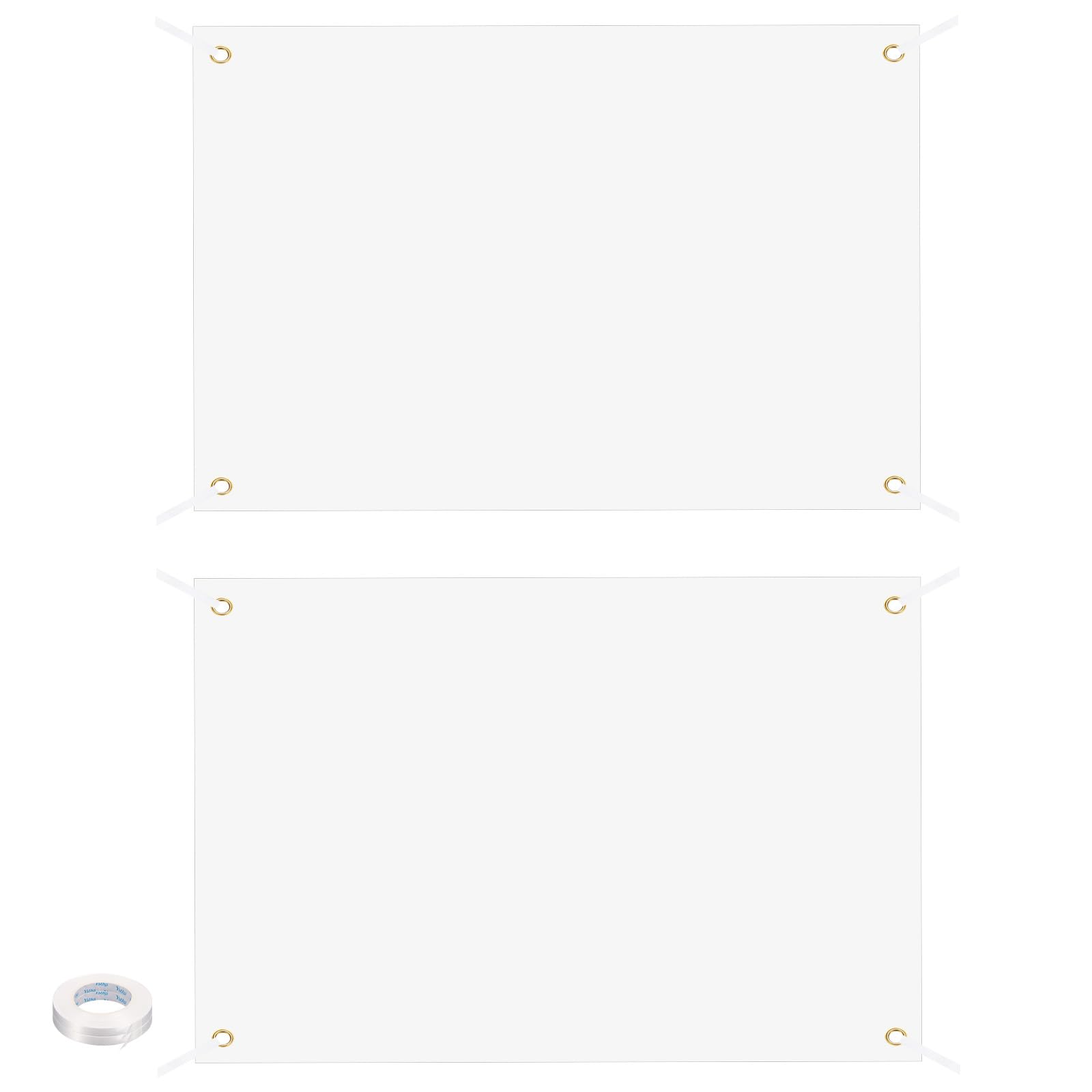 PATIKIL Blank Banners Signs to Decorate 2'x3' Sublimation White Banner with Hanging Rope for Business Outside Outdoor Wall, 2 Set