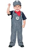 Fun World Costumes Baby's Train Engineer Toddler Costume, Blue/White, Large(3T-4T)