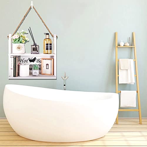 Bathroom Wall Shelf Over Toilet, 2 Tier Rustic Wooden Bathroom Decor Organizer for Toilet Paper Holder Storage, Restroom Storage Shelves, Bottles Towel Organiser Rack (Seat&Bath)