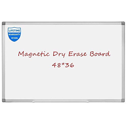 Magnetic Dry Erase Board - WEYOUNG 36 x 48 Inch Wall Hanging White Board with Aluminum Frame for School, Home, Office