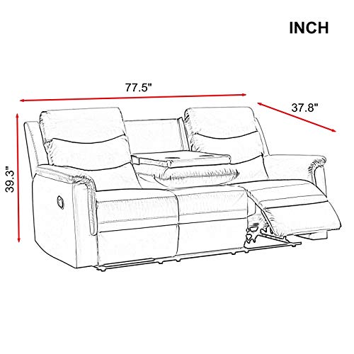 Pannow Double Recliner Loveseat with Console Slate, Double Reclining
