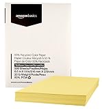 AmazonBasics 50% Recycled Color Paper - Yellow, 8.5 x 11 Inches, 20 lbs, 1 Ream (500 Sheets)