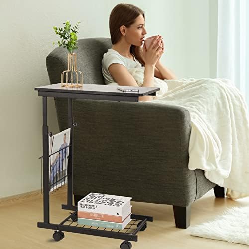 Wisfor Laptop Table on Wheels Adjustable Coffee Side Table Mobile