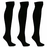Luxury Divas Toasty Thermal Black 3 Pack Non-Slip Thick Knee-High Socks
