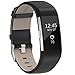 Henoda Replacement Bands Compatible with Fitbit Charge 2, Classic Genuine Leather Charge 2 Band Fitness Wristband for Women Men Small Large Black