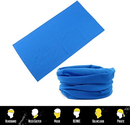 Adventure Headbands, 12-in-1 Various Designs, Super Comfortable, Use as a Neck Gaiter, Sports Running Headband, Ear Warmer, Bandana, Balaclava, Helmet Liner, Skull Cap, Ski Mask &amp; More (Sky Blue)