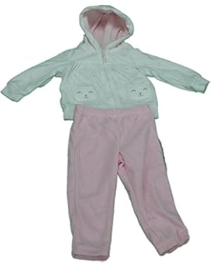 Baby Girl Size 12 months Hooded Jacket & Pants, Pink & White