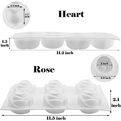 2pcs Silicone Mousse Cake Molds 3D Heart Rose Shape DIY Baking Pan Nonstick Bakeware Decorating Tool for Ice Cream Chiffon Chocolate Dessert Jelly Pastry Christmas, Easy Release FDA BPA Free - Thumbnail 6