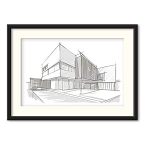 Black Paper Framed Canvas Wall Art for Living Room, Bedroom Black and White Structure Canvas Prints for Home Decoration Ready to Hanging - 23x31 inches