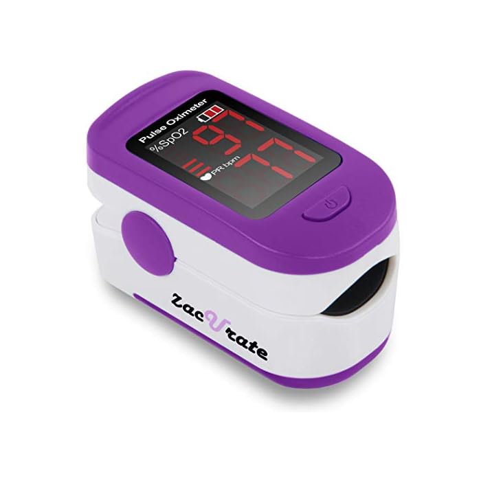 Zacurate 500BL Fingertip Pulse Oximeter Blood Oxygen Saturation Monitor with Batteries and Lanyard Included (Royal…