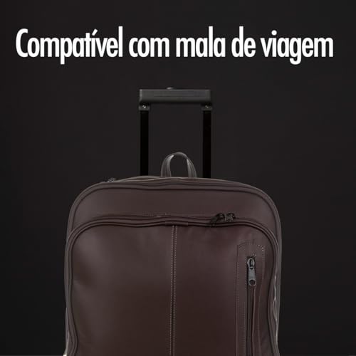 Mochila Couro Legítimo Natural Notebook Executiva Preto Masculina Premium Bisbel 44x33x18cm