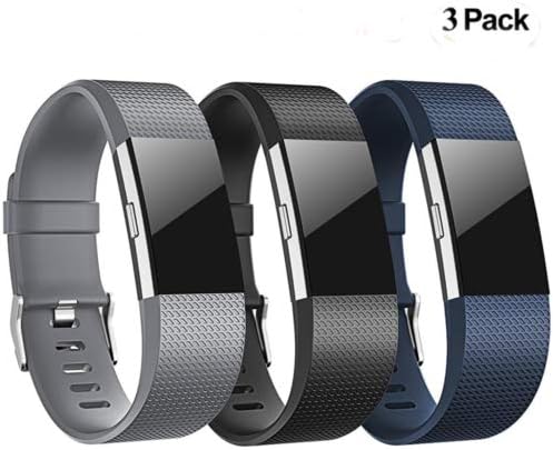Leoie Replacement Wristband for Fitbit Charge 2 Band Silicone Strap -3 Piece Set