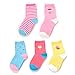 SUNBVE 5 Pack Toddler Little Girls Ice Cream Novelty Cotton Dress Socks Ice Cream Shoe size 9.5-12.5 Little Kid / 4-6 years