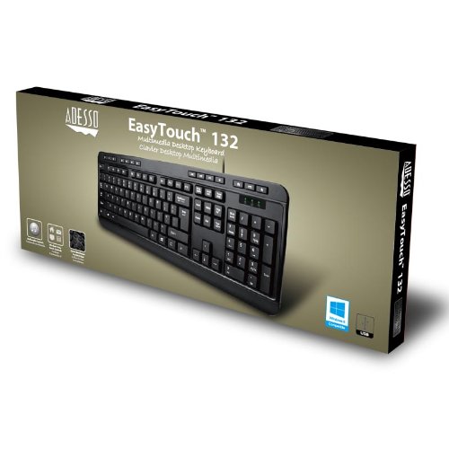 Adesso Multimedia Desktop 104-Key USB Keyboard for Windows One-Touch Controls (AKB-132UB)