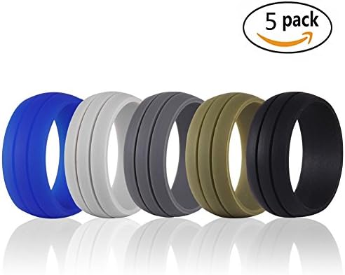 Simpleonly Large Silicone Wedding Ring Set for Men, Rubber Thumb Bands, Blue, OD Green Teal, Gunmetal, Grey - Non Metal Alternative Ring for Mechanic Workout, Athlete Exercise, Keep Fit