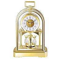 Qiupei Decorative Vintage Table Clock Light Luxury Mute Battery Clock Retro Art Table Clock Living Room Desk Clock Crystal Glass Table Clock European Style Vintage Silent Desk Alarm Clock