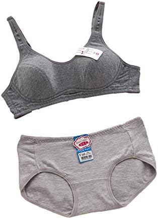 MANJIAMEI Puberty Girls Kids Padded Bras and Matching Pants Sets Kids Training Underwear Sets